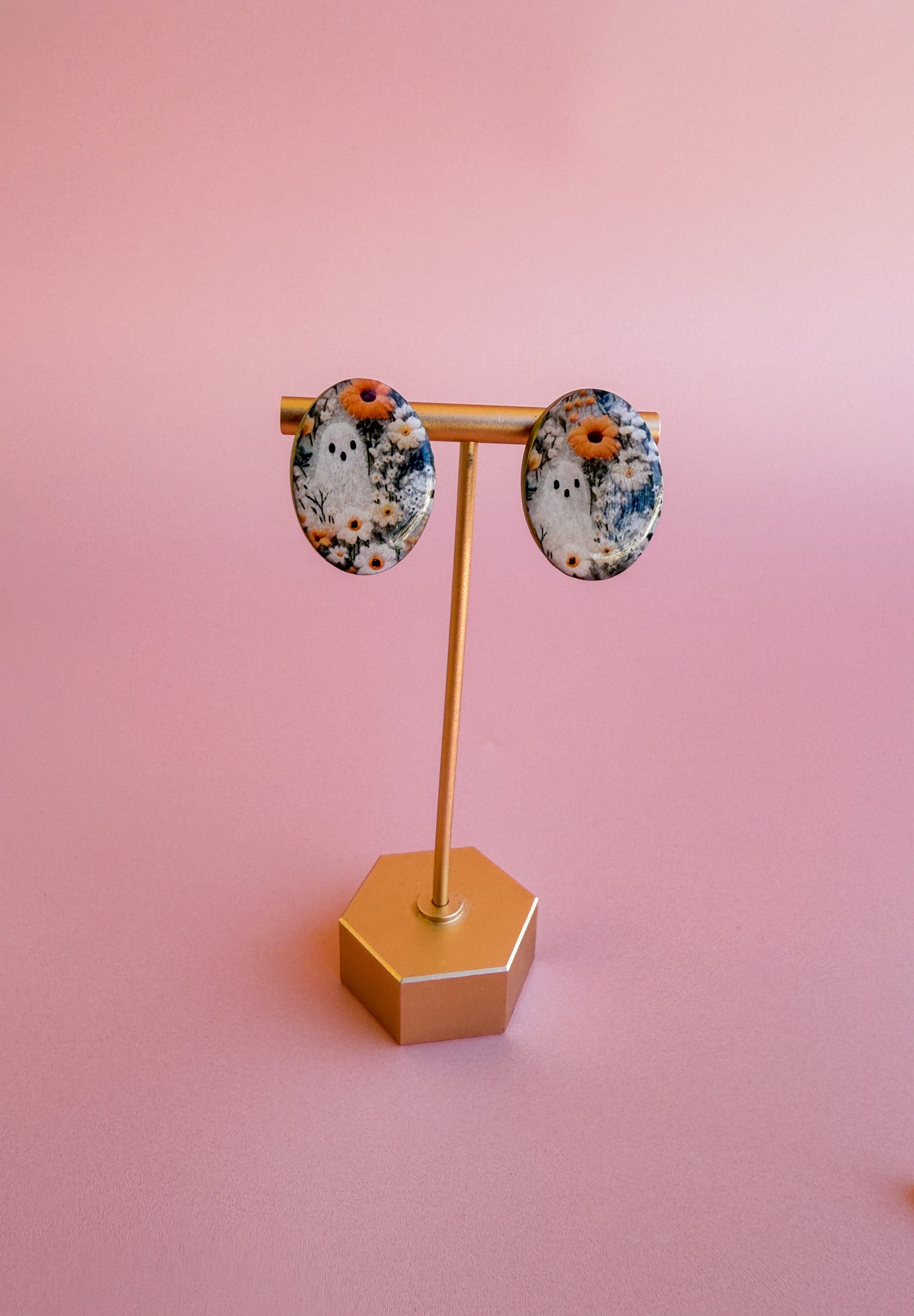 Vintage Floral Ghost Earrings - 18k Gold Framed / Frameless Designs