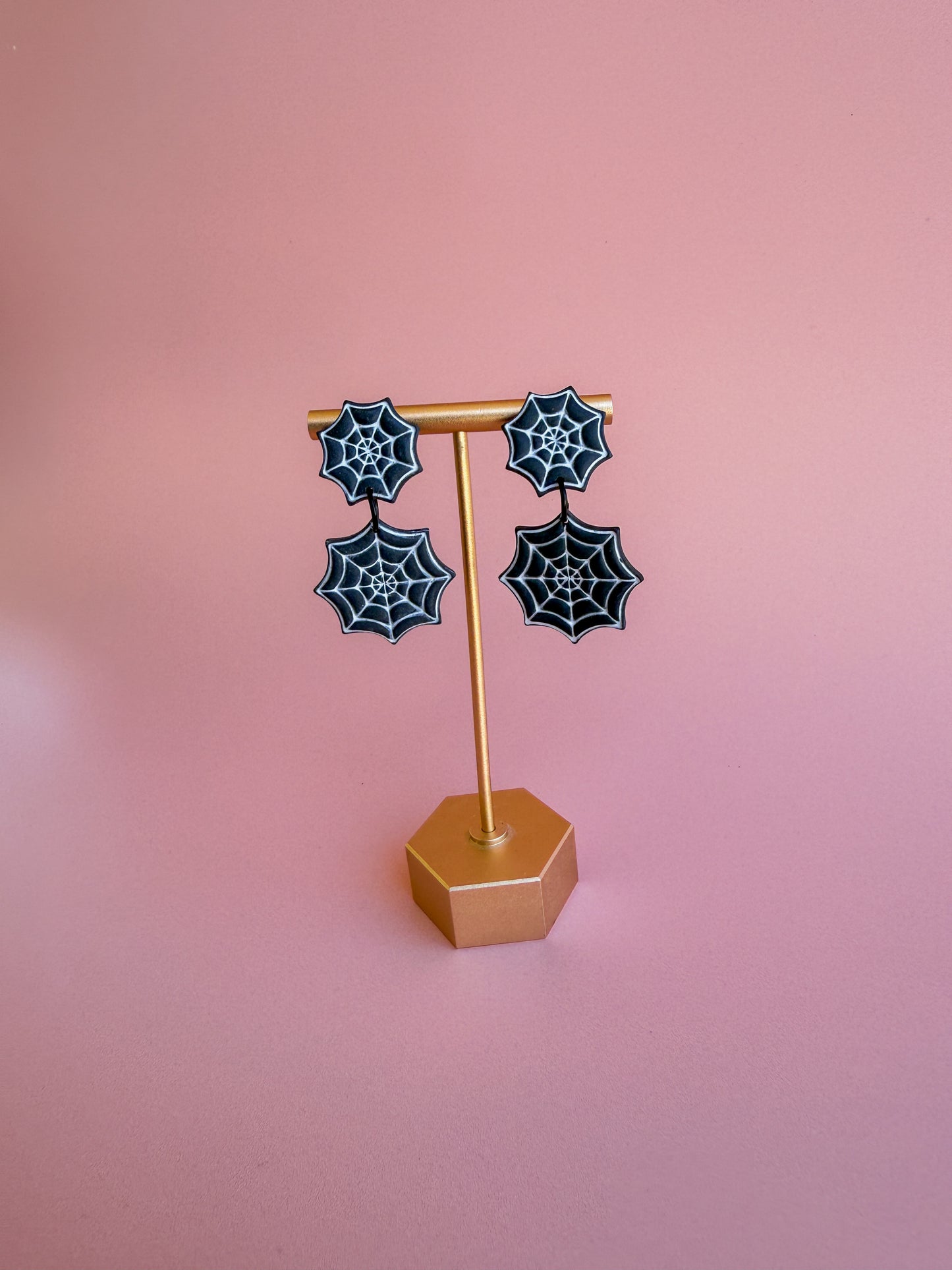 Halloween Black Spiderweb Dangle Earrings