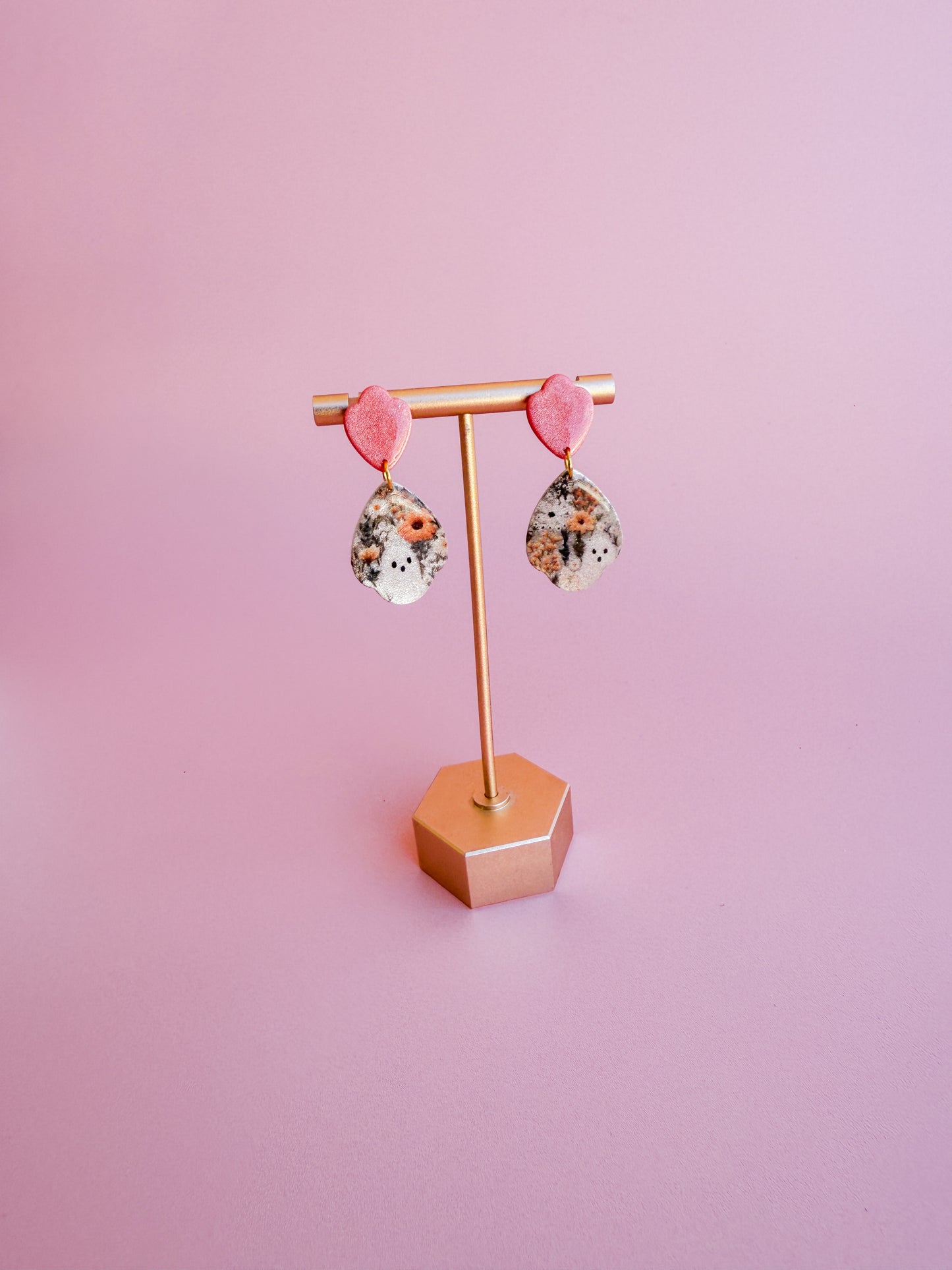 Vintage Floral Ghost Earrings - 18k Gold Framed / Frameless Designs