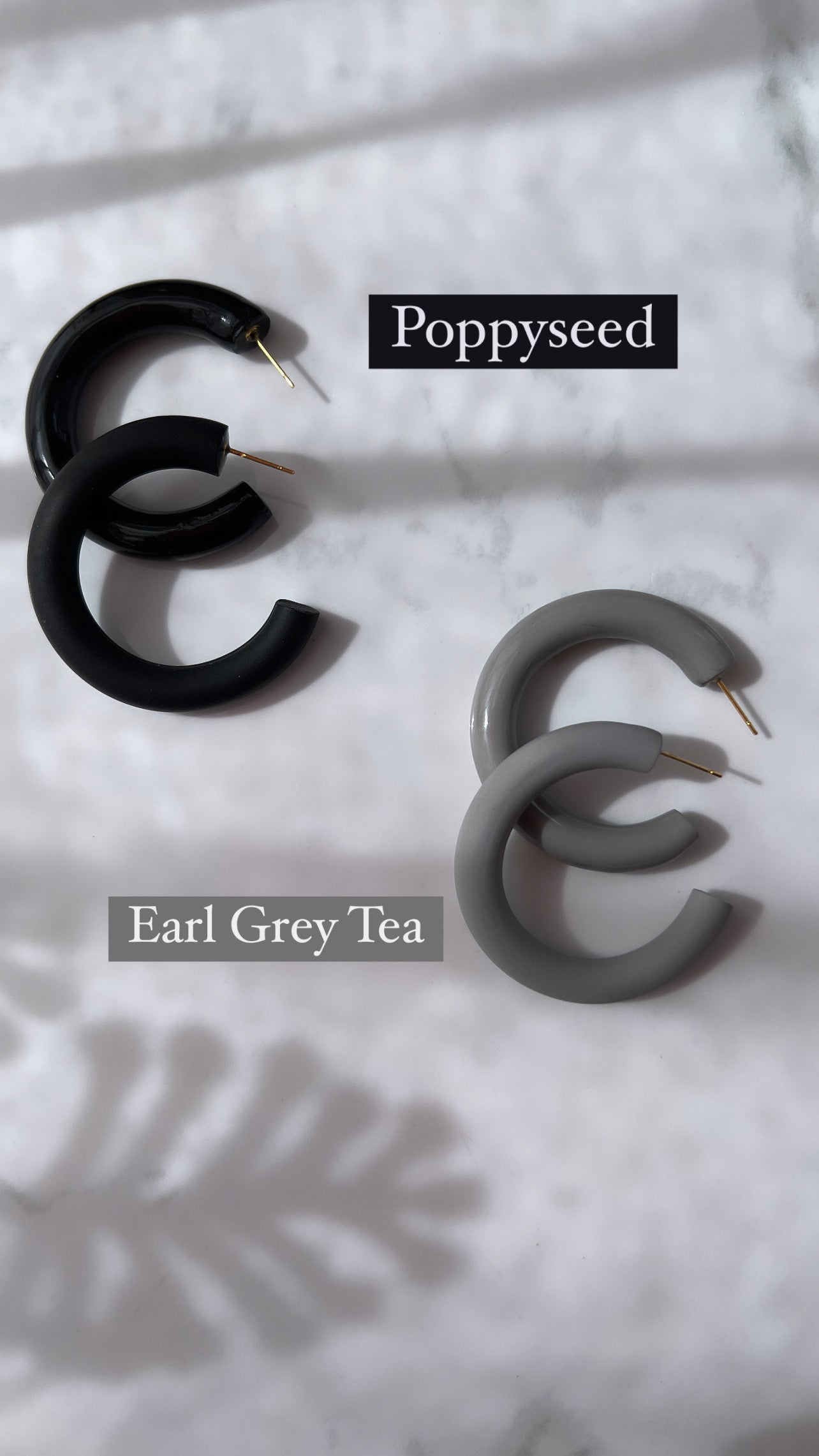 Lightweight Polymer Clay Hoop Earrings - Neutral Colors