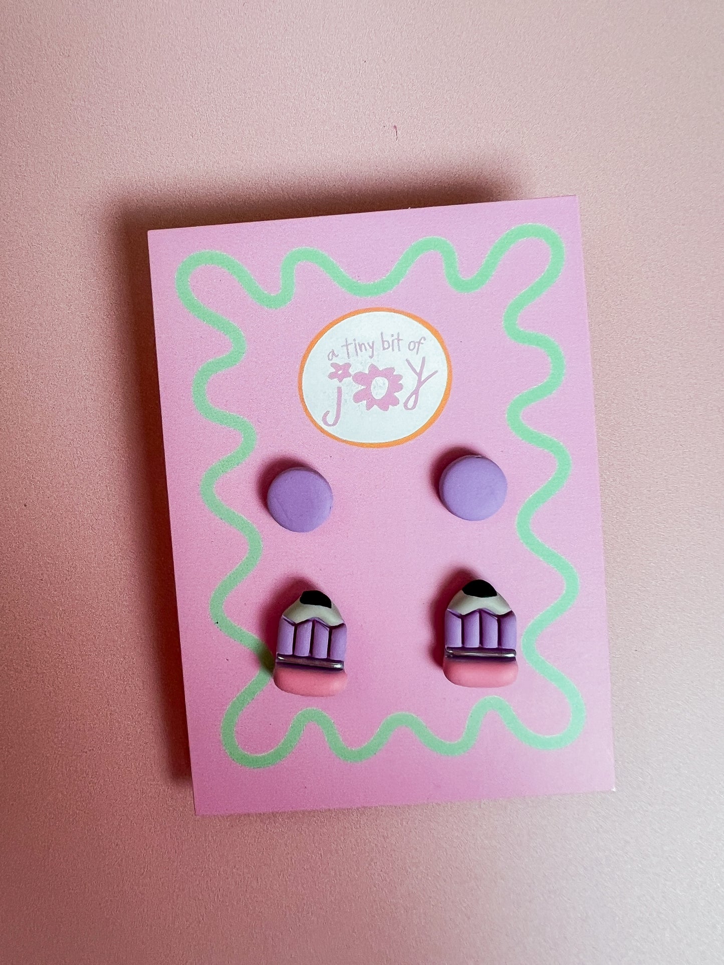 Handmade Polymer Clay Mini Circle Studs and Pencil Earrings