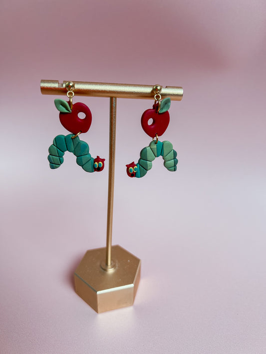 Handmade Polymer Clay Earrings Inspired by "The Very Hungry Caterpillar" - Perfect for Teachers