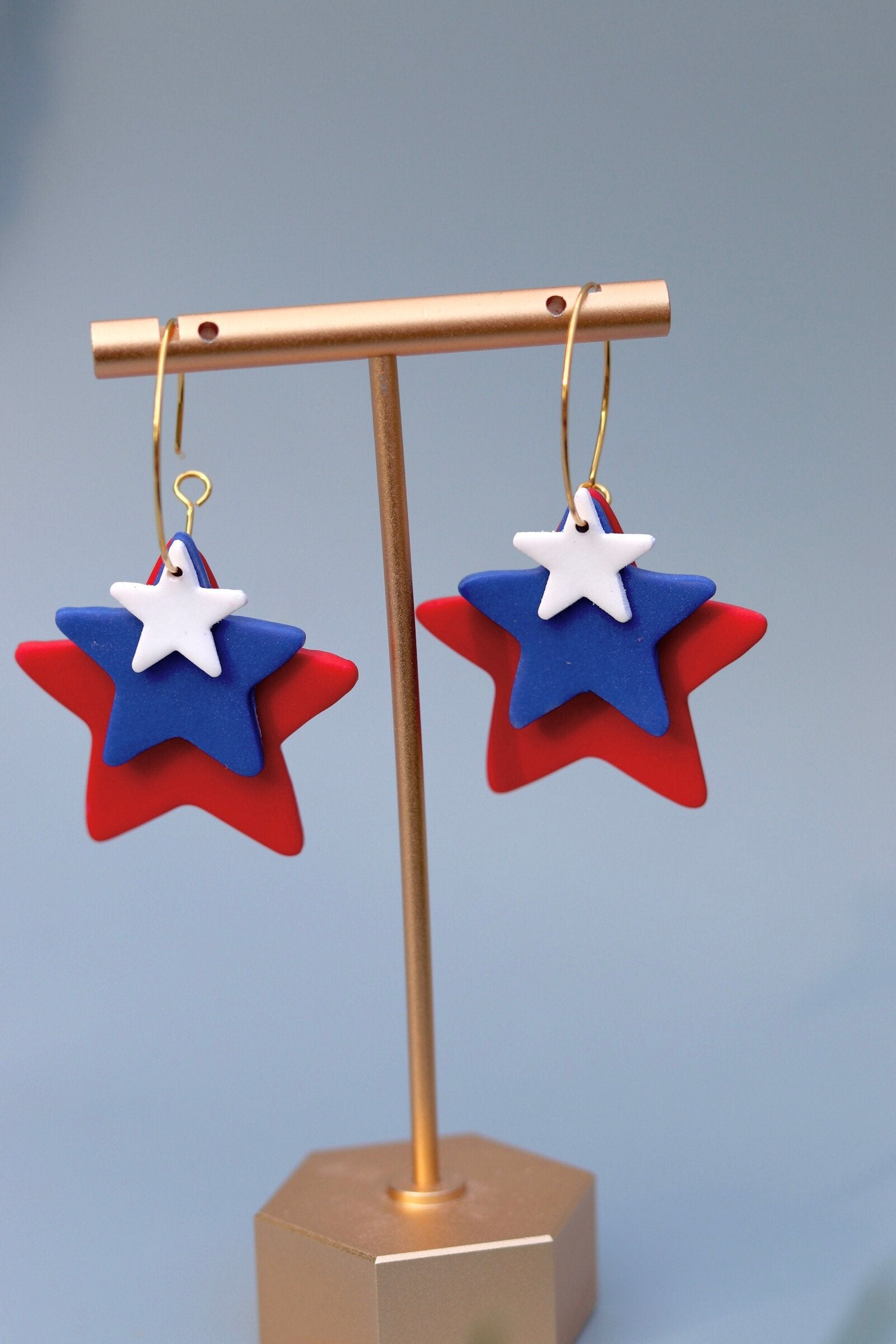 Red, White, & Blue Triple Star Dangle