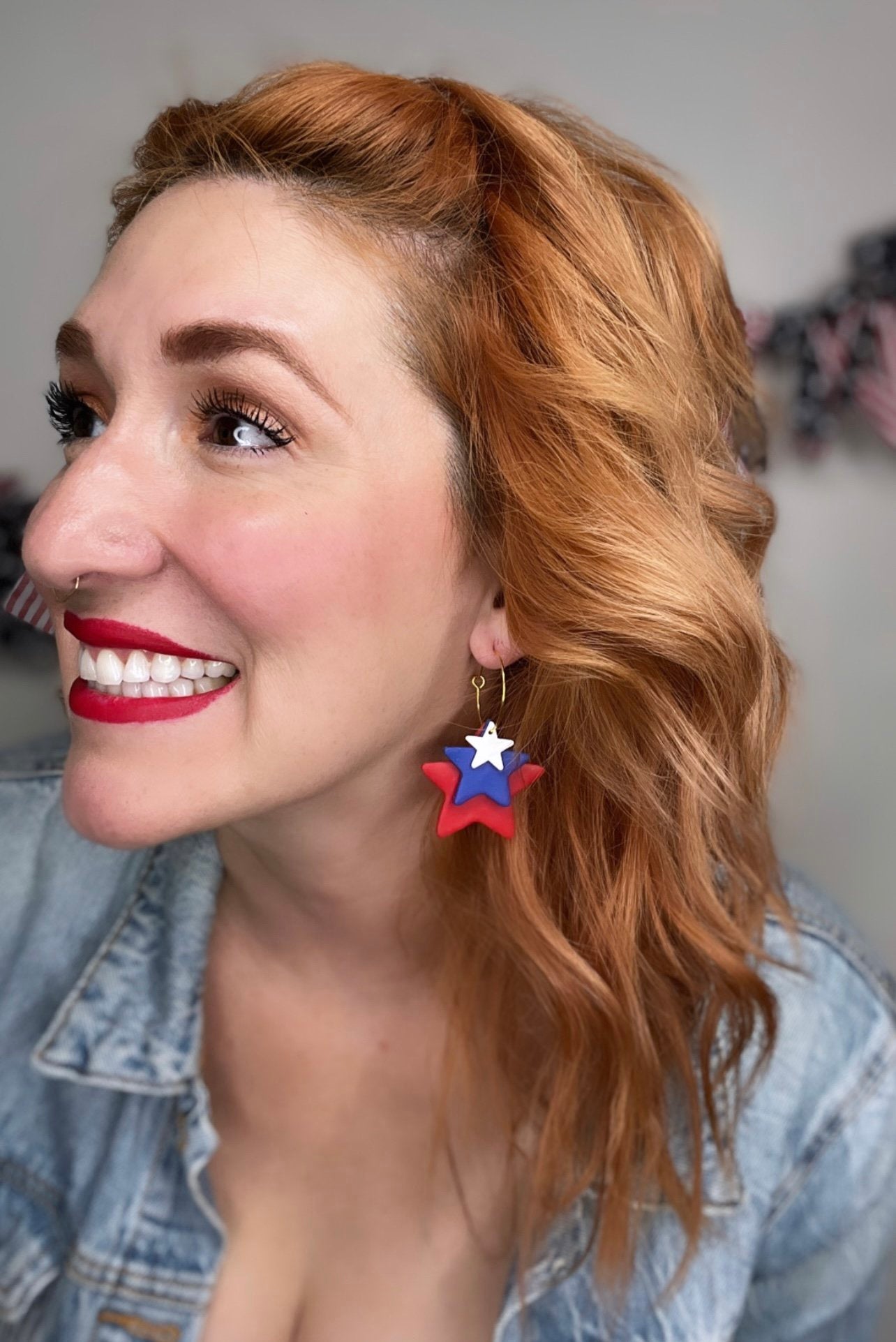 Red, White, & Blue Triple Star Dangle